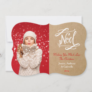 Noel Rustic Vintage Holiday Carte photo