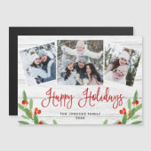 Noël Rustic Wood 3 PHOTO Carte magnétique (Devant / Derrière)