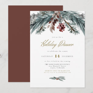 NOEL Rustige kerstpine Winter Holiday Dinner Kaart