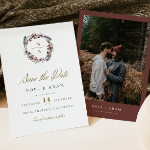 NOEL Rustige kerstpine Winter Save the Date Kaart