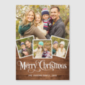 Noël Rustique Bleu Bois 4 PHOTO Carte magnétique (Devant)