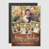 Noël Rustique Bois 4 PHOTO Carte magnétique (Devant / Derrière)