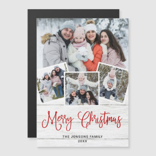 Noël Rustique Bois blanc 4 PHOTO Carte magnétique