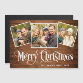Noël Rustique Bois Brown 3 PHOTO Carte magnétique (Devant / Derrière)