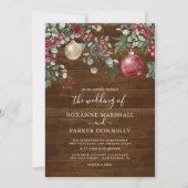 Noël Rustique Floral Invitation de mariage d'hiver (Devant)