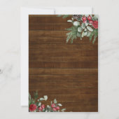 Noël Rustique Floral Invitation de mariage d'hiver (Dos)