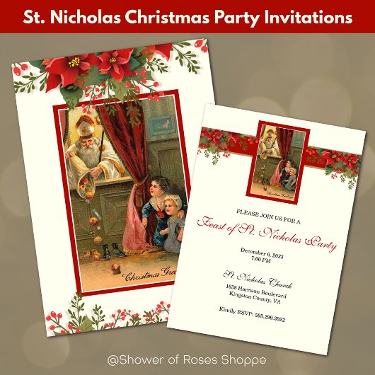Noël Saint Nicolas Fête Fête Fête Invitations