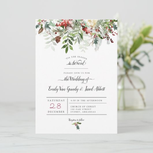 Noël Saison Mariage 2 Invitation (Debout devant)