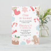 Noël saison Sweets 1er anniversaire Invitation (Debout devant)