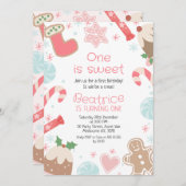 Noël saison Sweets 1er anniversaire Invitation (Devant / Derrière)