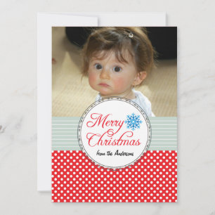 Noël salutations Pois Carte photo rouge