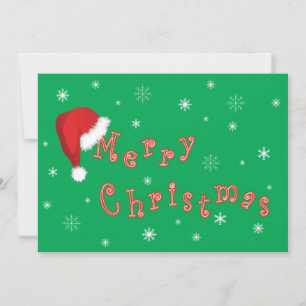 Noël Santa Hat Invitation Vert 5x7 Papier