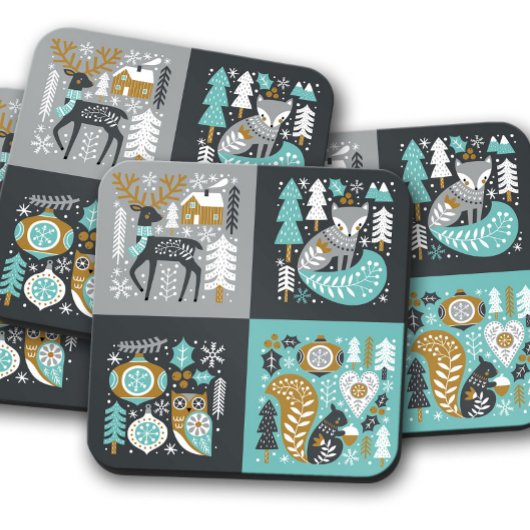 Noël scandinave | Jeu de Dessous de verre de Noël