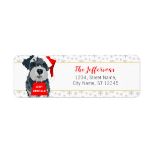 Noël Schnauzer Chien Santa Hat Étiquettes de adres