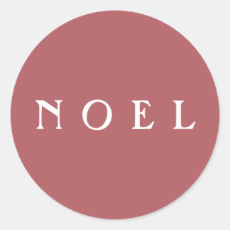 NOEL Script Envelope of Gift Wrap Roze Ronde Sticker