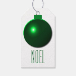 "Noel" Shiny Green Kerstbal Ornament Cadeaulabel