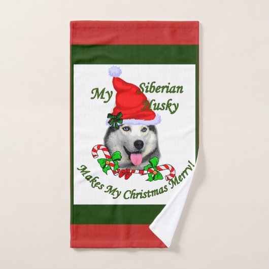 Noël sibérien Husky (Serviette à main)