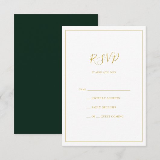Noël simple et élégant | Carte RSVP verte (Devant / Derrière)