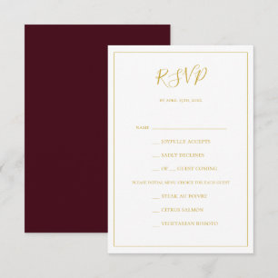 Noël simple et élégant Menu rouge Choix RSVP