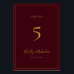 Noël simple et élégant | Numéro de table rouge<br><div class="desc">Ce Noël simple et élégant | le numéro de table rouge est parfait pour votre mariage d'hiver moderne minimaliste. La calligraphie classique de luxe doré, ainsi que l'arrière - plan rouge traditionnel, tous bordés d'un cadre minimal, complètent l'ambiance colorée de vacances que vous recherchez. Vous pouvez personnaliser avec vos propres...</div>