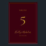 Noël simple et élégant | Numéro de table rouge<br><div class="desc">Ce Noël simple et élégant | le numéro de table rouge est parfait pour votre mariage d'hiver moderne minimaliste. La calligraphie classique de luxe doré, ainsi que l'arrière - plan rouge traditionnel, tous bordés d'un cadre minimal, complètent l'ambiance colorée de vacances que vous recherchez. Vous pouvez personnaliser avec vos propres...</div>