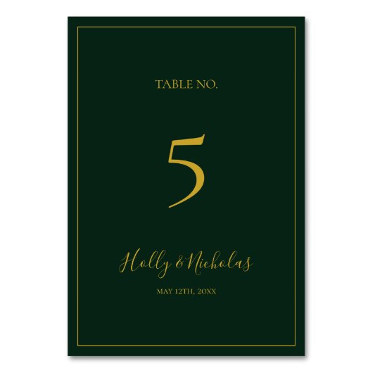 Noël simple et élégant | Numéro de table verte (Dos)
