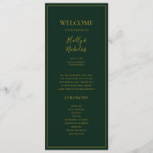 Noël simple et élégant | Programme de mariage vert (Devant)