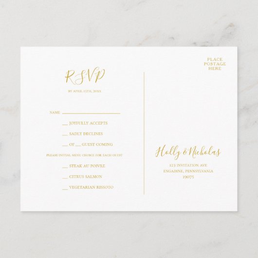 Noël simple | Menu blanc Choix de carte postale RS (Dos)