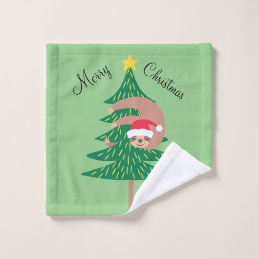 Noël Sloth Vacances Vert clair (Gant de toilette)