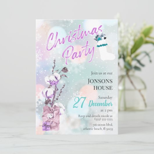 Noël Snowfall Cotton Invitation (Debout devant)
