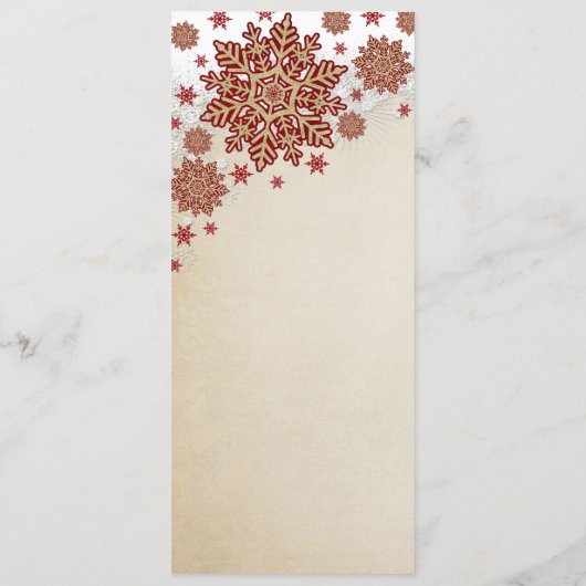 Noël Snowflakes Menu Mariage d'hiver (Dos)
