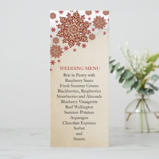 Noël Snowflakes Menu Mariage d'hiver (Debout devant)