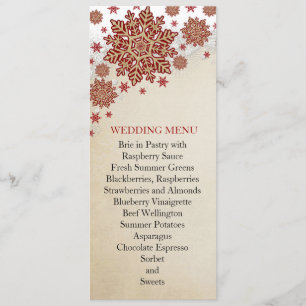 Noël Snowflakes Menu Mariage d'hiver