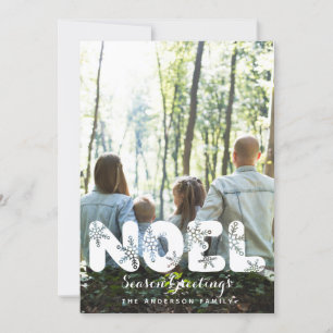 Noel Snowflakes Photo Holiday Card Feestdagenkaart