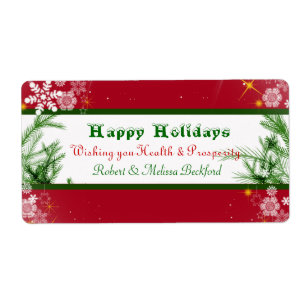 Noël Snowflakes Vin Étiquette