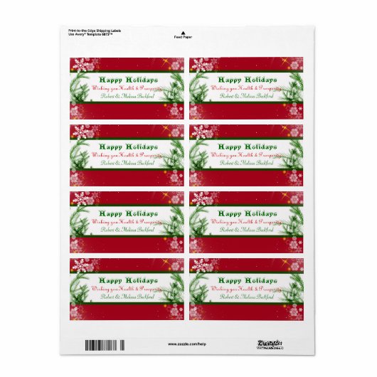 Noël Snowflakes Vin Étiquette (Feuille entière)