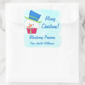 Noël Snowman Cupcake Custom Food Jar Étiquette (Sac)