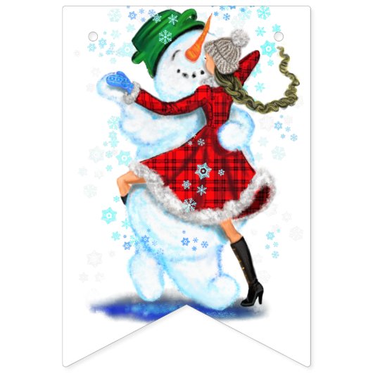 Noël Snowman et Danseuses Danseuses Drapeaux de la (Premier drapeau)
