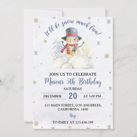 Noël Snowman Invitation Anniversaire (Devant)