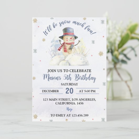 Noël Snowman Invitation Anniversaire (Debout devant)