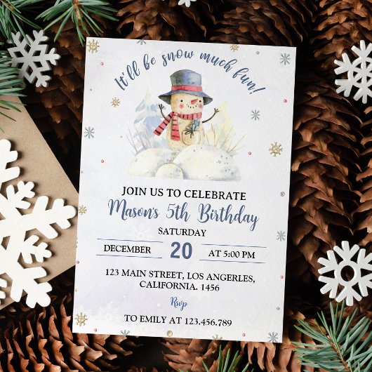 Noël Snowman Invitation Anniversaire