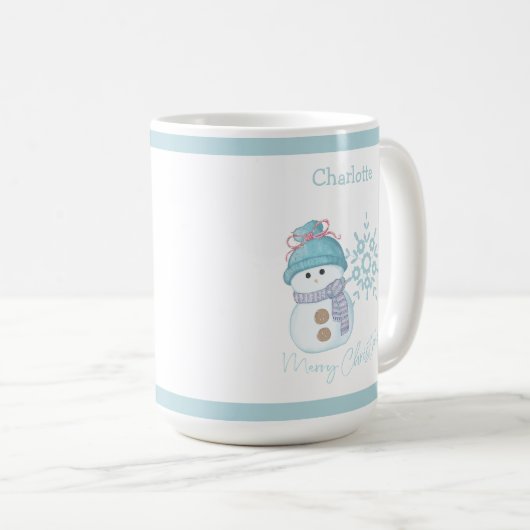Noël Snowman Snowflake Cute Café Mug (Devant droit)