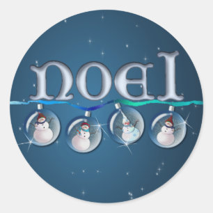 NOEL SNOWMAN-WERELDBOLLEN door SHARON SHARPE Ronde Sticker