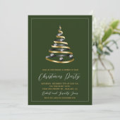 Noël Soirée Green Gold Tree Invitation (Debout devant)