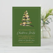 Noël Soirée Green Gold Tree Invitation (Debout devant)