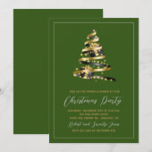 Noël Soirée Green Gold Tree Invitation (Devant / Derrière)