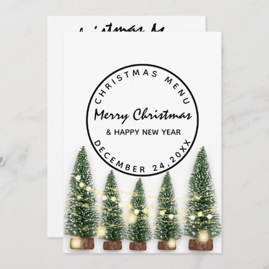 Noël Soirée Vacances hiver Menu Vert clair blanc (Devant / Derrière)
