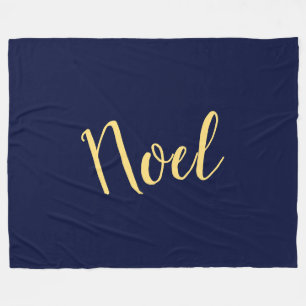 NOEL Sophisticated Tekst op Elegant Rich Navy Blue Fleece Deken