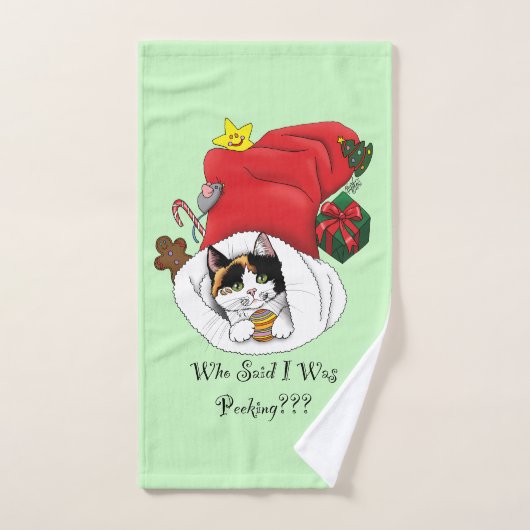 Noël Stocker mignonne Calico Kitten (Serviette à main)