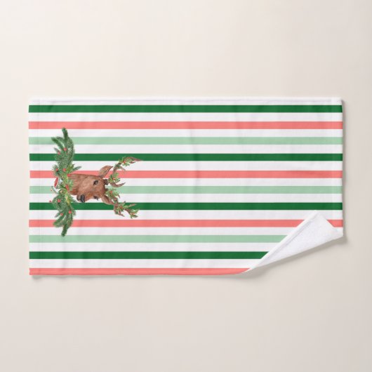 Noël Stripes Deer (Serviette à main)